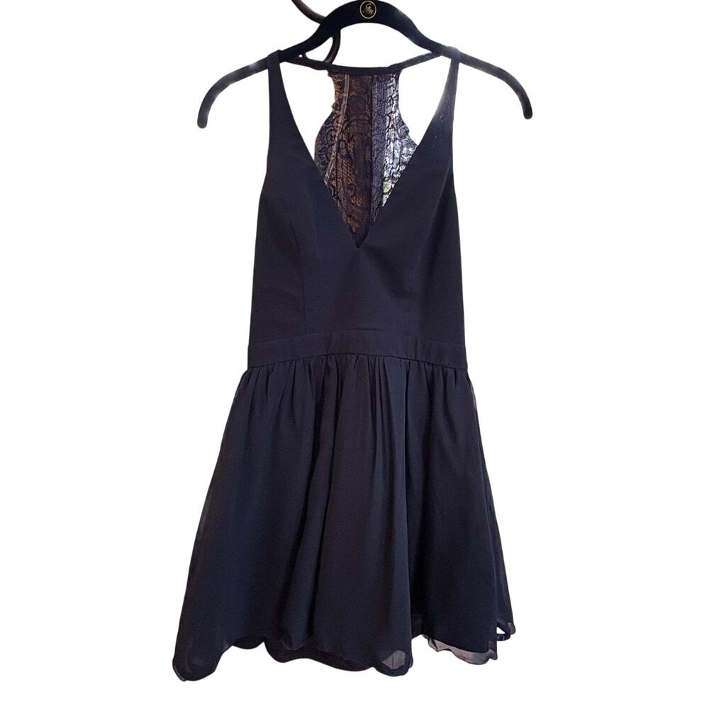 Maniju Formal Strappy Lace Back Layers Lined Knee Length Fit & Flare Dress Sz Sm